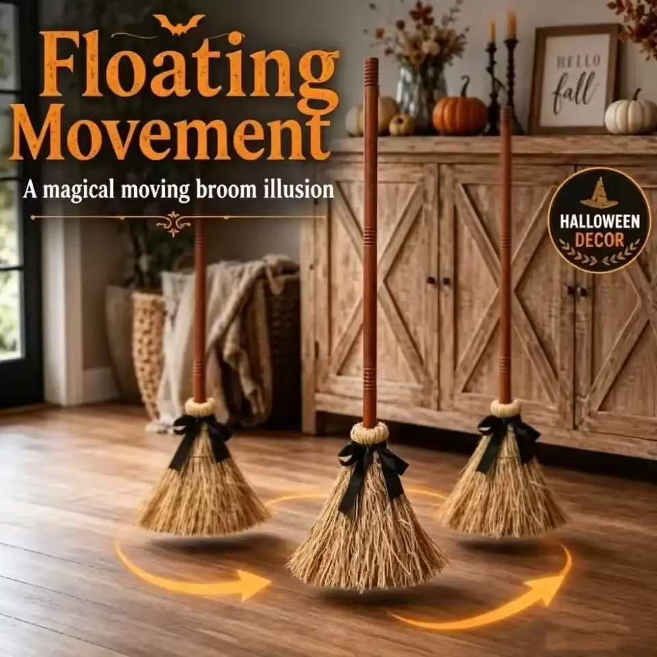 Sound Activated Witch Broom Moving Broomstick Plastic Witch Broomstick Haunted Dancing Broom